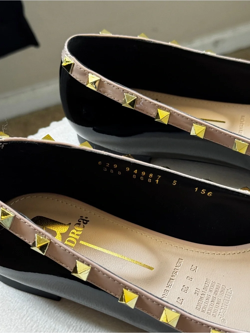 Black Patent Studded Pointed-Toe Flats